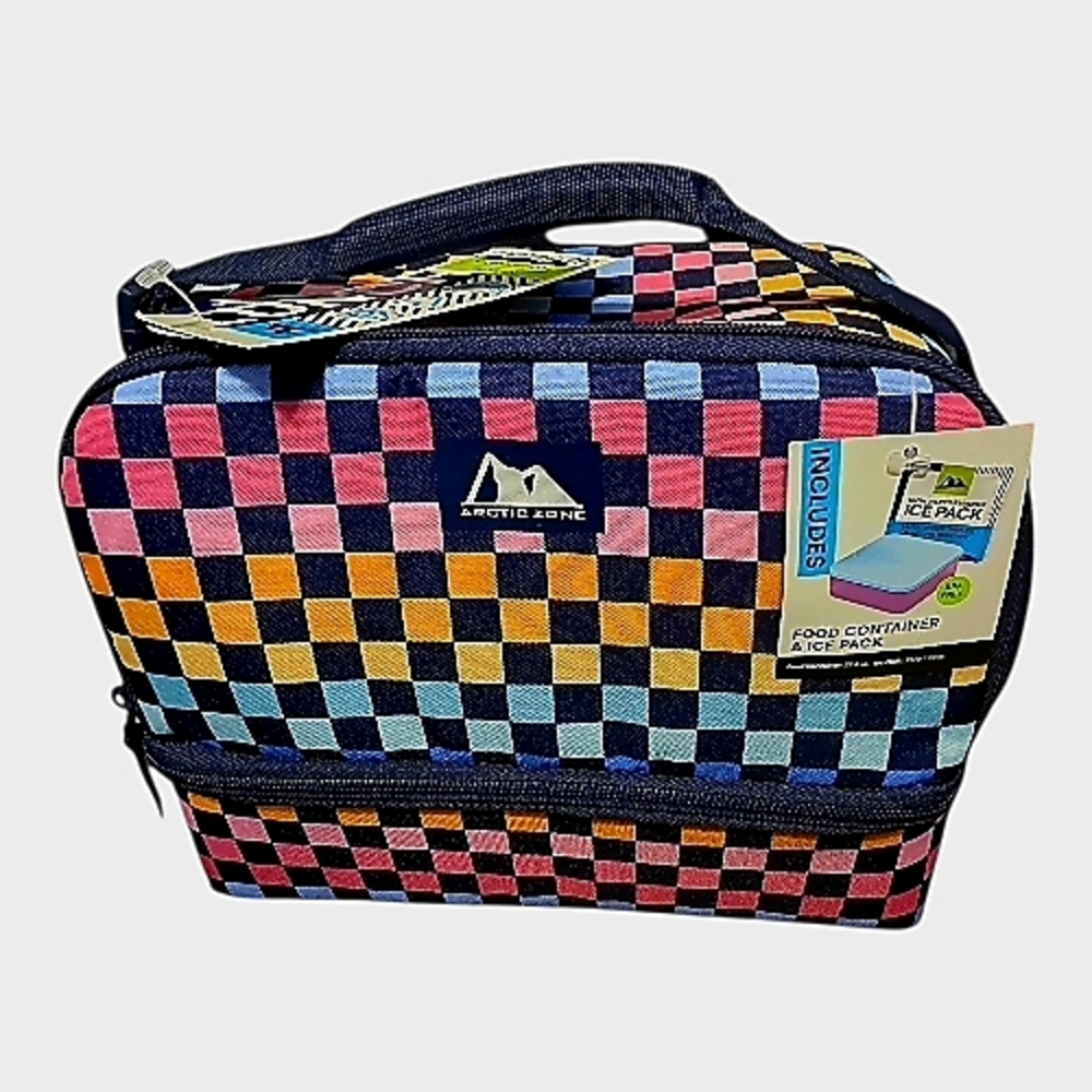 Arctic Zone Checkered Lunch Bag Insulated Dual Compartments
